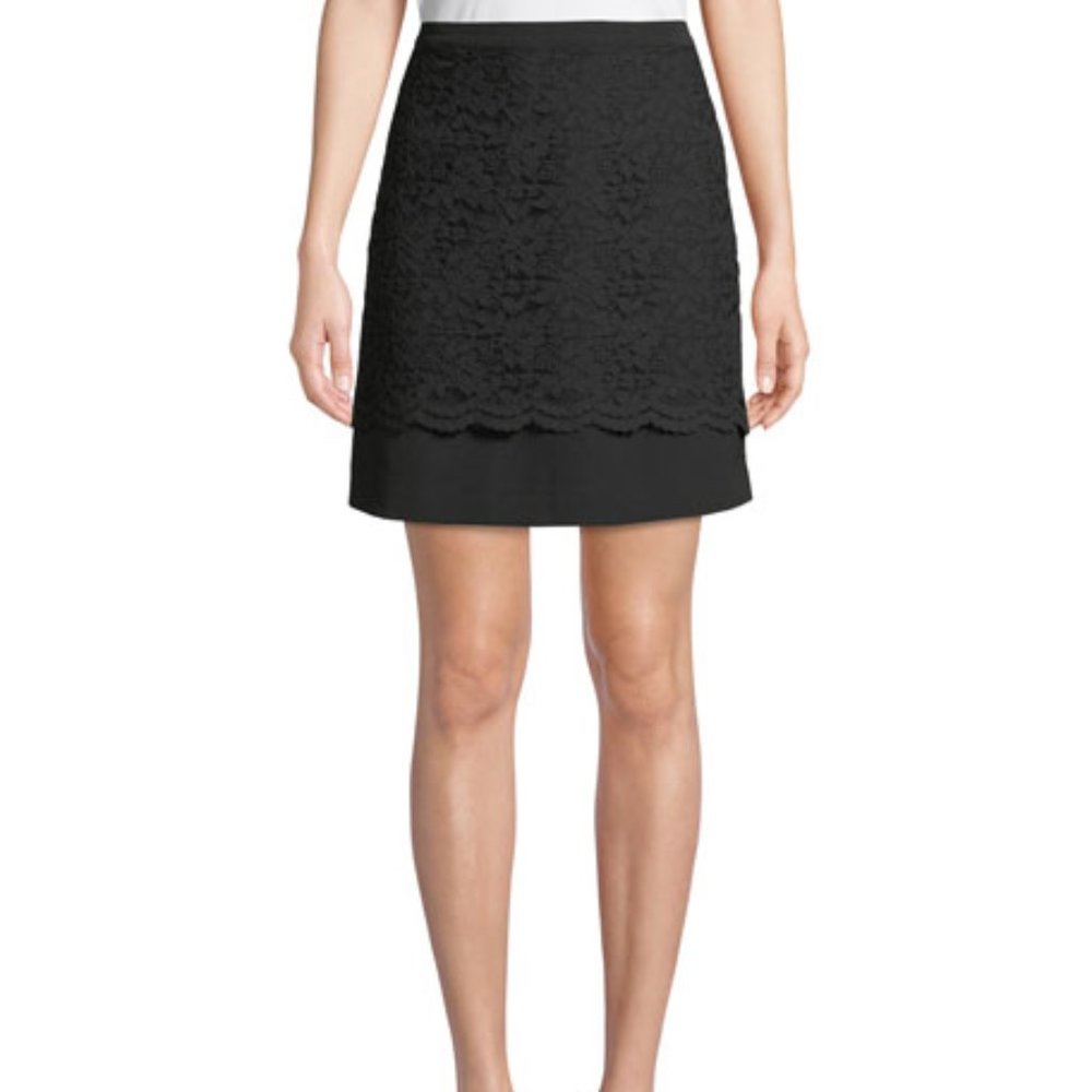 Nicole Miller New York Black Lace Overlay Mini Skirt NWT